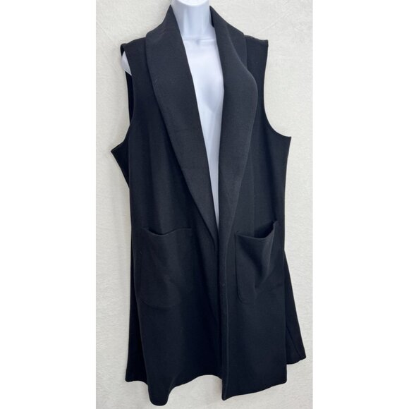 Joie Women's Black Midi Blazer Vest Open Size 2X Pockets Plus - Picture 3 of 11